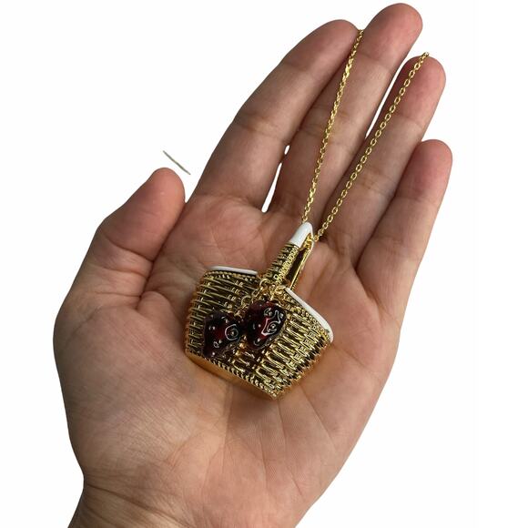 Kate Spade Picnic Perfect Basket Strawberry Pendant Long Necklace - Picture 6 of 9